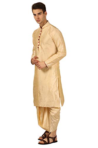 Image of Royal Kurta Men's Cotton Silk Dhoti Kurta (White)