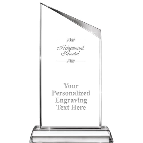 Achievement Award Engraved Trophy, 9" Ascent Custom Crystal Trophy Recognition Corporate Award