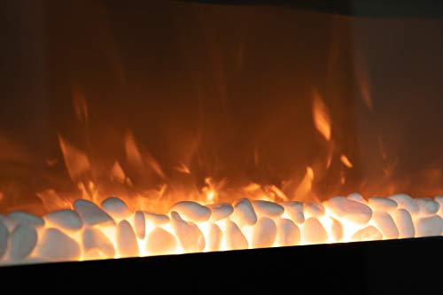 Fire Sense Black Wall Mounted Electric Fireplace with Remote Control | Log and Rock Inserts | Glowing Ember Bed | 1400W Multiple Setting | Soft Touch Control Panel | Internal Safety Shutoff Sensor | - Thumbnail 5