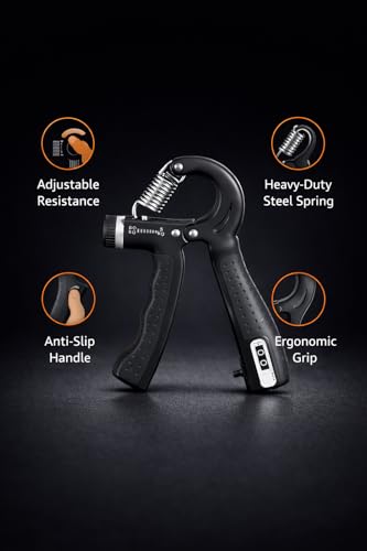 Image of Professional Hand Grip Strengthener with Counter, Adjustable Resistance 5 to 60kg, Grip Strength Trainer for Muscle Building, Forearm Exerciser Adjustable Hand Grip with Counter (Z - Black)