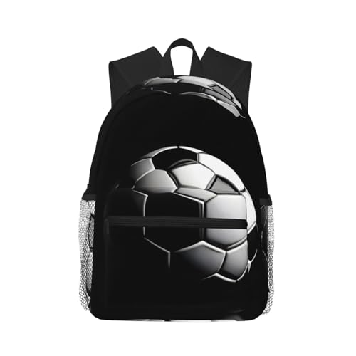 TietYaer Mochila con estampado de fútbol para mujeres y hombres, mochila casual de gran capacidad, mochila de viaje para laptop, color negro, talla única, Negro, talla única