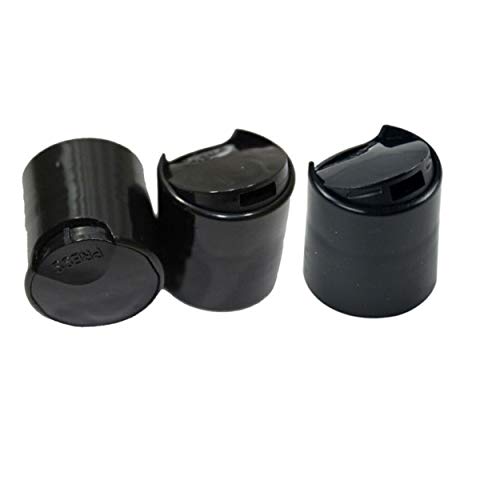 Kelkaa Caps 24/410 Black Press Caps With .308 Orifices, Dispensing Smooth Disc Top Closures, Replacement Caps For Squeeze Bottles, Neck Diameter 24Mm, Thread Type 410 (Pack Of 12) #TOP5