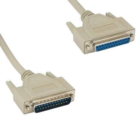 KENTEK 25 Feet FT DB25 25 Pin Serial Printer Extension Cable Cord 28 AWG Male to Female M/F Molded Straight-Through RS-232 Port Beige for PC Mac Linux Modem