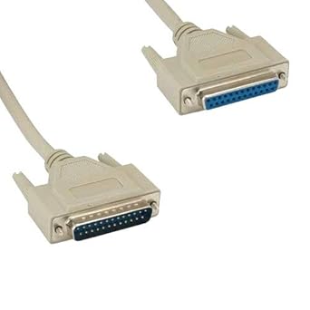 Kentek 3 Feet FT DB25 25 Pin Serial Printer Extension Cable Cord 28 AWG Male to Female M/F Molded Straight-Through RS-232 Port Beige for PC Mac Linux Modem