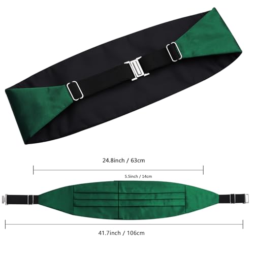 Image of Alizeal Mens Multicolored Silk Solid Cummerbund Bow Tie Set | with Cummerbund Pocket Square Pre-tied Adjustable for Mens Gift