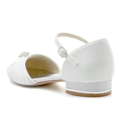 Rhinestones Womens Girls Formal Flats Round Toe Glitter Bridal Weding Formal Party Pumps Shoes with Bows3