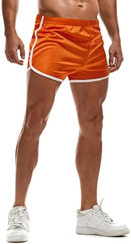 AIMPACT Mens Mesh Athletic Running Short Shorts Retro Sexy 3 Inch 70s 80s Outfits Dolphin Shorts for Men (Orange L)