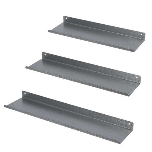 Uten Mensola da parete in metallo, 3 Pezzi mensole sospese, lunghezza 40/35/30 cm, mensole da parete per decorazioni, libri, soggiorno, cucina, bagno, Grigio con venature argentate