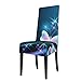 Lot de 2 housses de chaise de salle à manger avec imprimé trois papillons - Lavables - Sans accoudoirs - Pour salle à manger, cuisine, salon