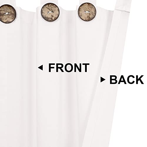 Bleum Cade White Kitchen Valance Curtains Cotton Blend Farmhouse Valances Tab Top Boho Rustic Button Window Valances Light Filtering Small Window Curtain For Cafe Bathroom Bedroom Drapes 52''W X 18''L thumb #3