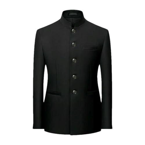 GaoLeAve Americana para hombre con cuello alto traje clásico de Zhongshan abrigo formal traje de túnica de negocios chino, SY412201A Black, XL