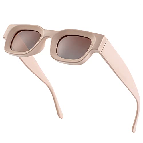 Image of EYLRIM Thick Square Frame Sunglasses for Women Men Chunky Rectangle Polarized Sunglasses UV400 Protection