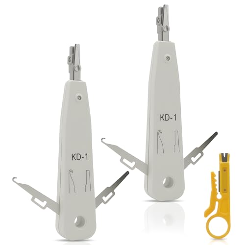 3 Pièces Kit Outil LSA avec Poinçon et Dénudeur, Outil de Câblage Réseau pour Prise Murale Patchpanel Câble Cat5 Cat6 Cat7, Compatible DSL ISDN TAE
