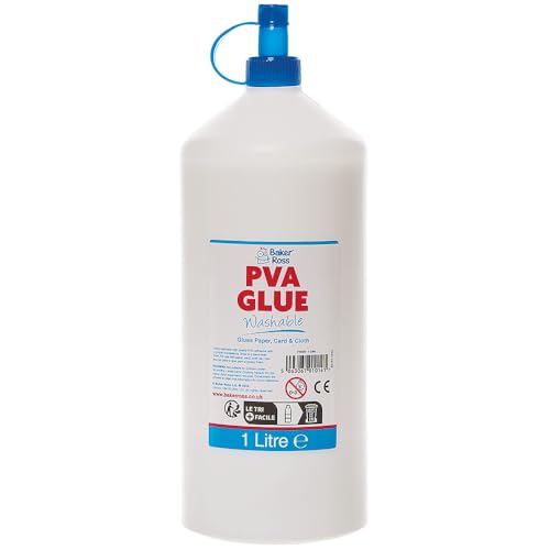 Baker Ross FN078 Pegamento PVA Lavable - 1 Litro, PVA para Escuelas, Material Didáctico, Pegamento Multiusos para Madera, Papel Cartulina