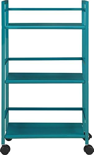 Image of WINSTAR Metal Rolling Trolley with Lockable Wheels | Heavy Duty Multifunctional Metal Frame Cart | Ideal for Home, Kitchen, Bathroom and Office Storage | (Teal, 3-Tier Seller Shipped)