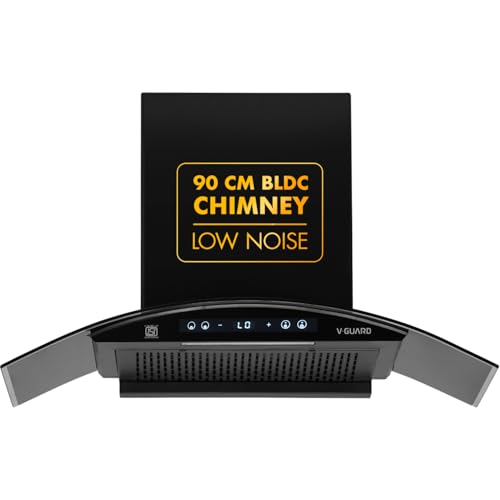 Image of V-Guard BLDC Chimney for Kitchen 90 cm | 1500 m /h Suction | Lower Noise Operation | Free Installation Kit | Heat Auto Clean | Gesture Control with Touch Panel | V-Guard BX 90