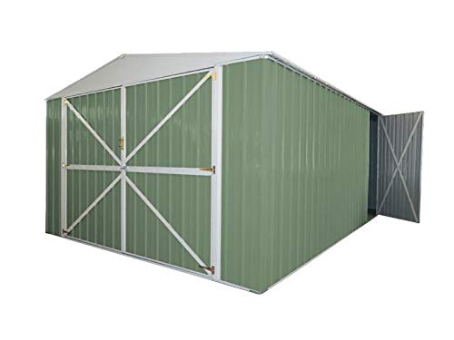 Box in Acciaio Zincato Casetta da Giardino in Lamiera 3.60 x 6.00 m x h2.30 m - 346 KG – 21 metri quadri (Verde)