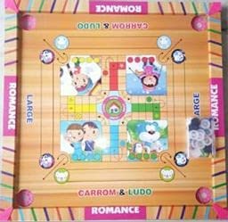 Toy World Kids Carrom Board (24*24 Inch) (Carrom Board with Snake & Ladder & Ludo.Chess-Without Coins,Chakers)