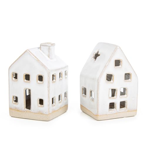 Logbuch-Verlag 2 Haus Windlichter Teelichthalter aus Keramik Lichthaus...