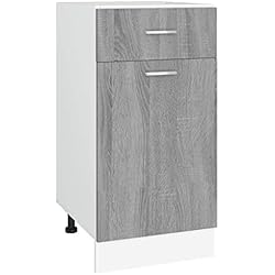 vidaXL Armario Bajo de Cocina Mueble Cajón Estantes Inferior Aparador Auxiliar Consola Almacenamiento Organizador Contrachapada Gris Sonoma