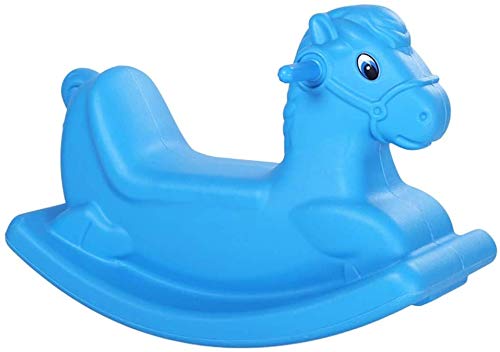 Rainbow Toys Cute Plastic Baby Rocking Horse Kids Ride on Toy Indoor Outdoor Rocking Chair Toy Children Traditional Toy for Nursery & Playroom, Birthday Gift for Boy Girl Child (Blue)