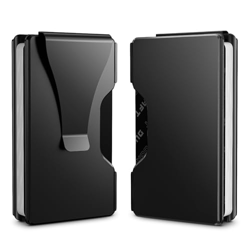 DUGRAFT Minimalist Card Wallet For Men - Slim RFID Blocking Front Pocket Credit Card Holder & Money Clip - Mens Metal Wallet for 15+ Cards