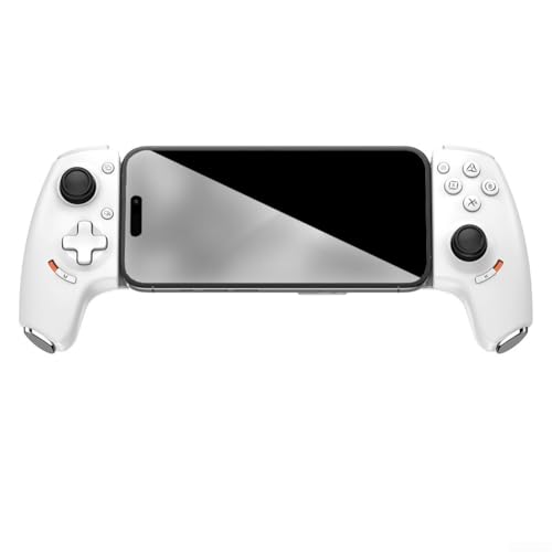 Manette de téléphone portable pour Android avec joystick à effet Hall et déclencheurs, manette de jeu filaire USB-C et BT sans fil, design télescopique 115-193 mm, compatible avec AB01, blanc
