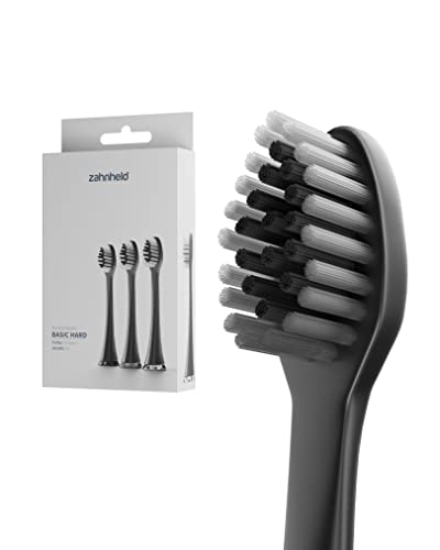 ZAHNHELD®️ Bürstenkopf Basic Hard | 3 Ersatzbürsten | Harte Wechselköpfe Für Gero Schallzahnbürste | Effektive Reinigung | In Papierverpackung | Schwarz Cover