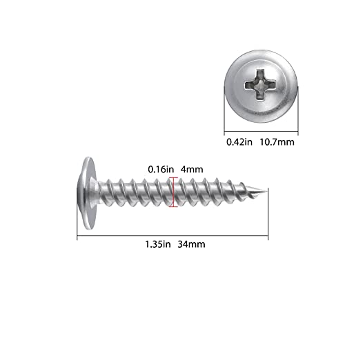 Image of (200 pcs)#8x1-1 /4 inch Phillips Truss Head Wood Screws Stainless Steel 410 Quick Metal Self Tapping
