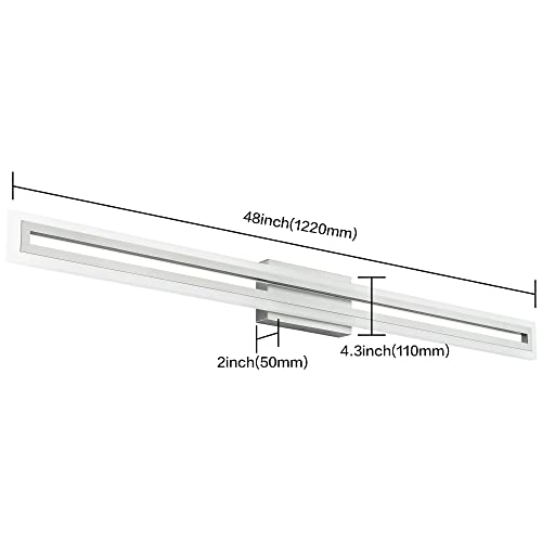 Image of SOLFART Bathroom Vanity Light Fixtures 48 Inch Led Brushed Nickel Bathroom Light Fixtures 6000K