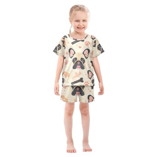 Summer Pajama Set Dog Bones Footprint, Short Sleeve Sleepwear Nightwear3