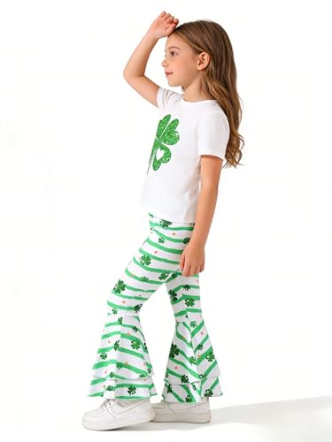 Image of Ayzozuy Kids Toddler Girl Clothes Letter Print Graphic Top + Leopard Print Flare Leg Pants 2PC Summer Clothing Set