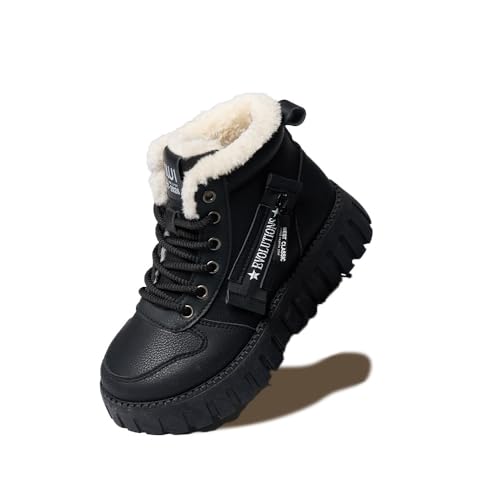 Women's Winter Boots, Lace Up Warm Sneakers, Zipper Design Thick Heels