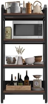 Bakers Rack with 4-Tier Adjustable Wood Shelves, Heavy-Duty Metal...