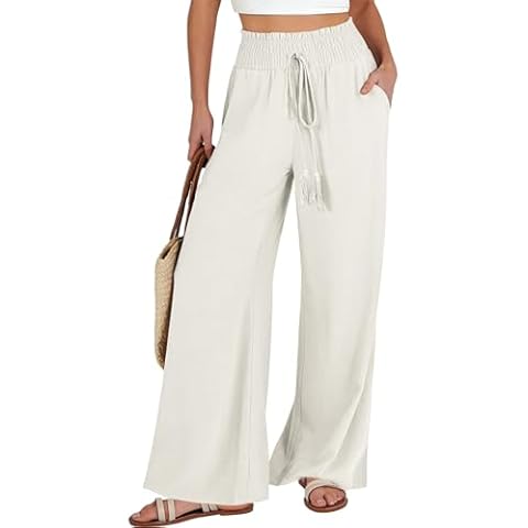 ANRABESS Women's Linen Palazzo Pants Cover