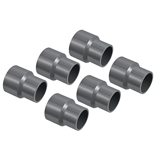 PATIKIL PVC Reducer Pipe Fitting 40x32mm, 6 Pack Straight Coupling Adapter Connector, Gray