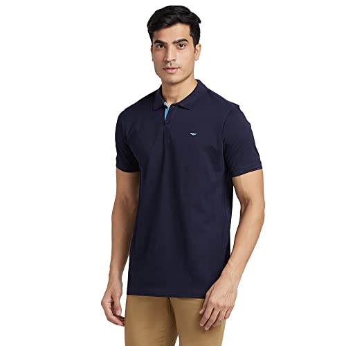 Image of Park Avenue Slim Fit Pure Cotton Print Pattern Polo Neck Casual T-Shirt