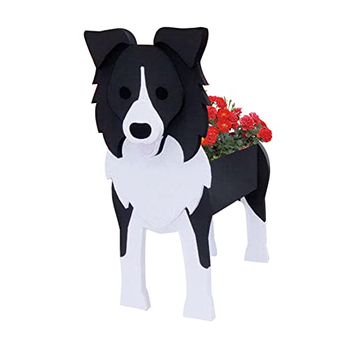 LIBOOI Dog Planter, Animal Flower Planter Pot, Border Collie Gifts Dog Lovers