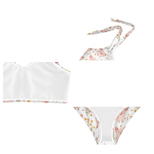 Wusikd Cute Pink Pig Girls Swimsuits Two Piece Swimwear Bikini Set for for Girls Size 3T4
