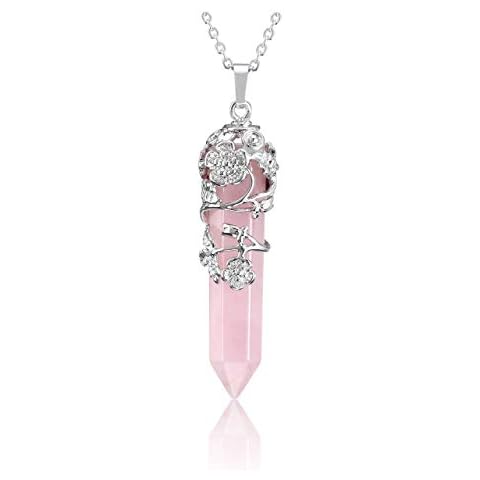 JOVIVI Rose Quartz Healing Crystal Necklace Cover