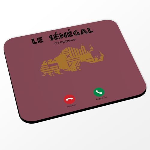 Fabulous Tapis de Souris Rouge - Le Sénégal m'appelle Voyage Culture Afrique - (Dimensions 24 x 20 cm)