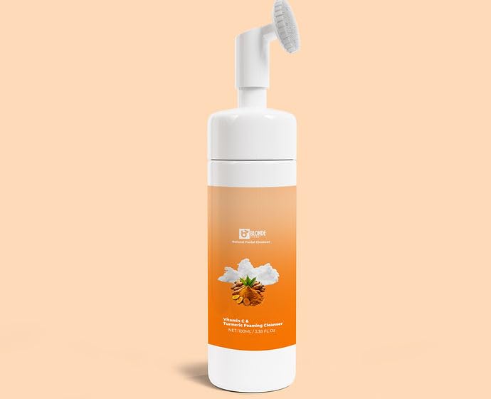 BLONDELIGHT Vitamin C & Turmeric Foaming Cleanser 3.38 Fl Oz | Brightening & Hydrating Face Wash for Sensitive Skin | Deep Cleanse with Natural Ingredients | Nourishing Formula for Glowing Skin