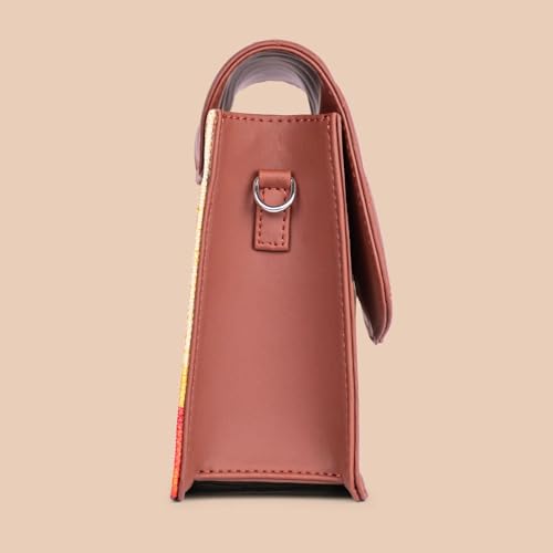 Image of ZOUK Mughal Garden Printed Vegan Leather Black Flap Closure Beyond Basic Sling Bag For Women's Girls