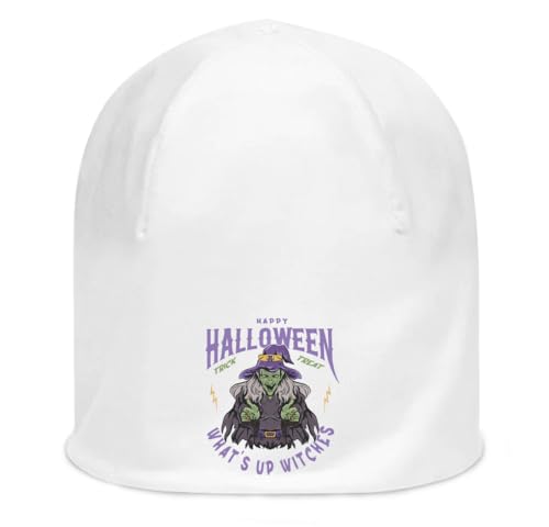 Bonnet souple blanc Halloween Trick or Treat en coton extensible unisexe