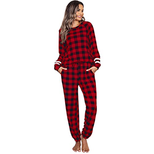 Image of Ekouaer Sweatsuits Womens Loungewear Set Tracksuit Long Sleeve Pajamas Set with Pockets 2 Piece Outfits Lounge Sets