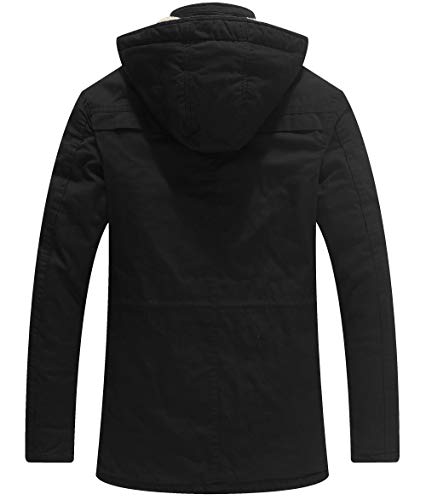 WenVen Men's Winter Sherpa Parka Mid Length Thicken Military Style Warm Jacket with Removable Hood2