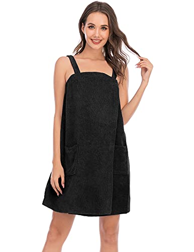 Image of Veseacky Women Bath Wrap Towel for Womens Shower with Pocket Adjustable Spa Robe & Facial Headband