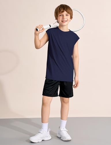 Image of Somaibo 3 Packs Boys Athletic Tank Tops Breathable Mesh Undershirts Quick Dry Sleeveless Muscle T-Shirts for Kids