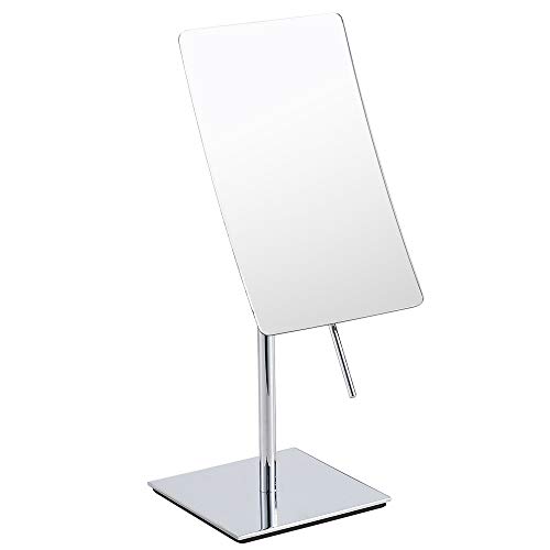 polished steel mirror - Gecious Table Standing Rectangular Vanity Makeup Mirror with 3X Magnification, High Adjustable, Made of 304 Stainless Steel, for Hotel Bathroom Polished Chrome