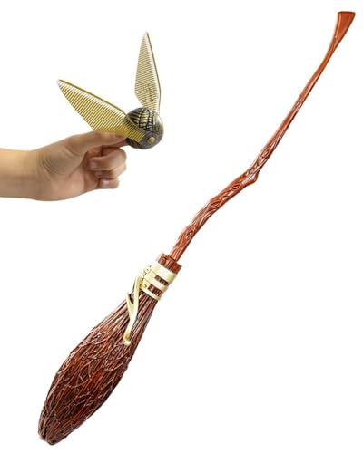 Funidelia Pack regalo Oficial Harry Potter para hombre y mujer, Incluye escoba desmontable y snitch. Accesorios de disfraces para adultos
